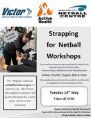 Come and learn how to strap specifically for Netball with Amanda Foster from Active Health (Previous Magic, NZA & Ferns Fast5 Physiotherapist)
Tuesday 14th May:7-8pm @ HCNC 
FREE!